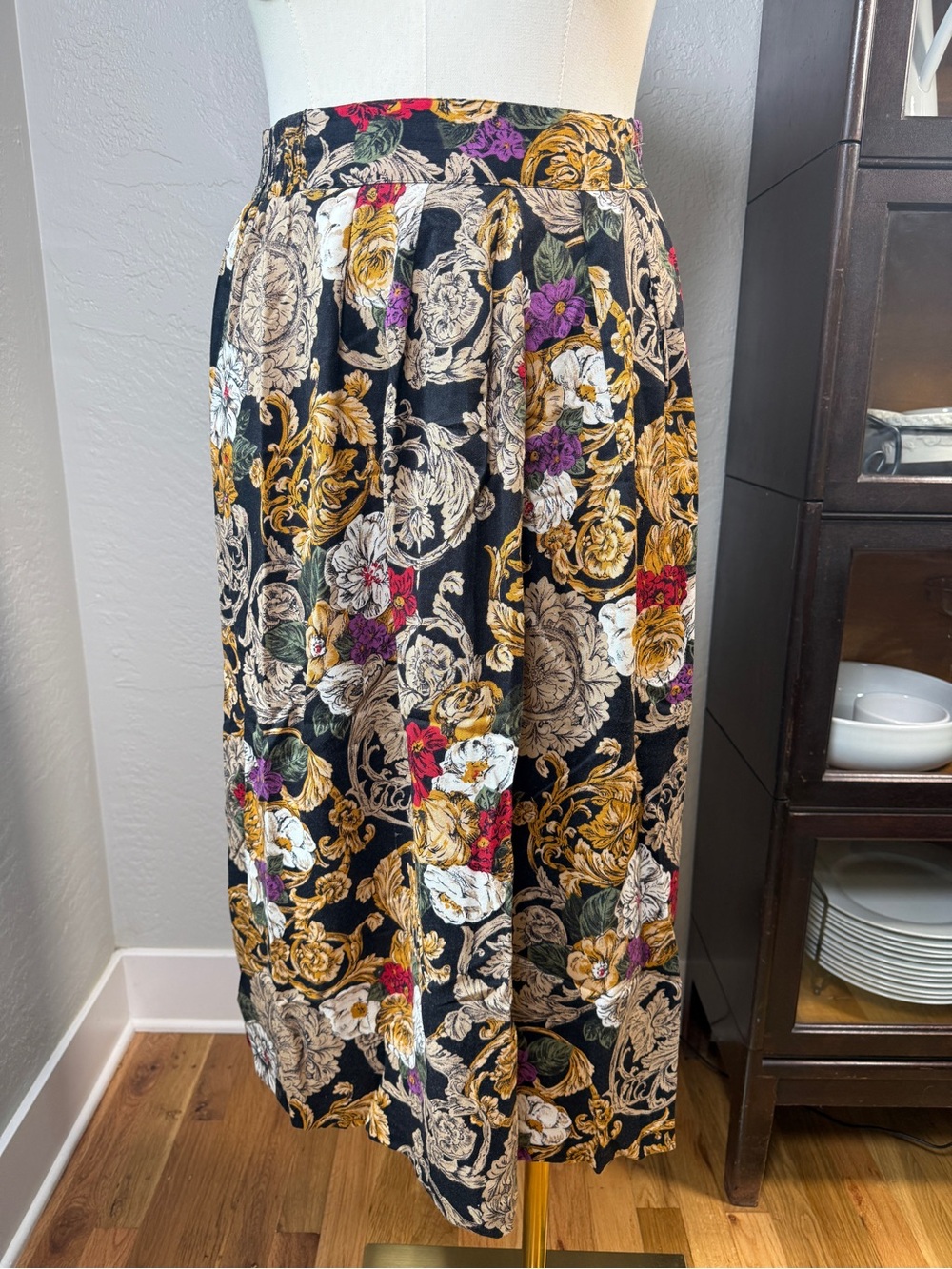 Vintage Norton McNaughton Baroque Floral Midi Skirt Size 16